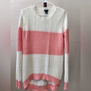 Rue21 Coral and White Waffle Knit Sweater